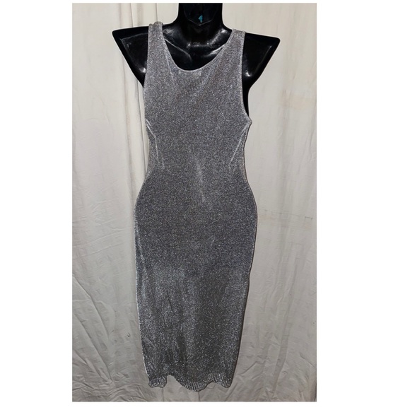 Silver Knit Dress, Size Small - Picture 3 of 4